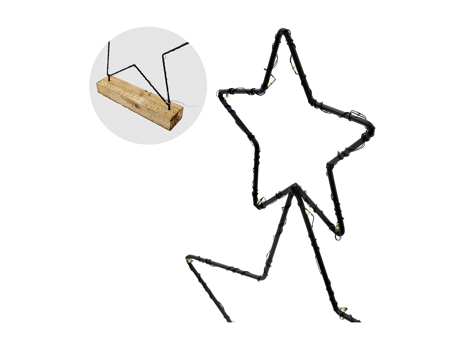 3x Étoiles décoratives de Noël avec 40 LED en métal éclairage blanc chaud 57 cm
