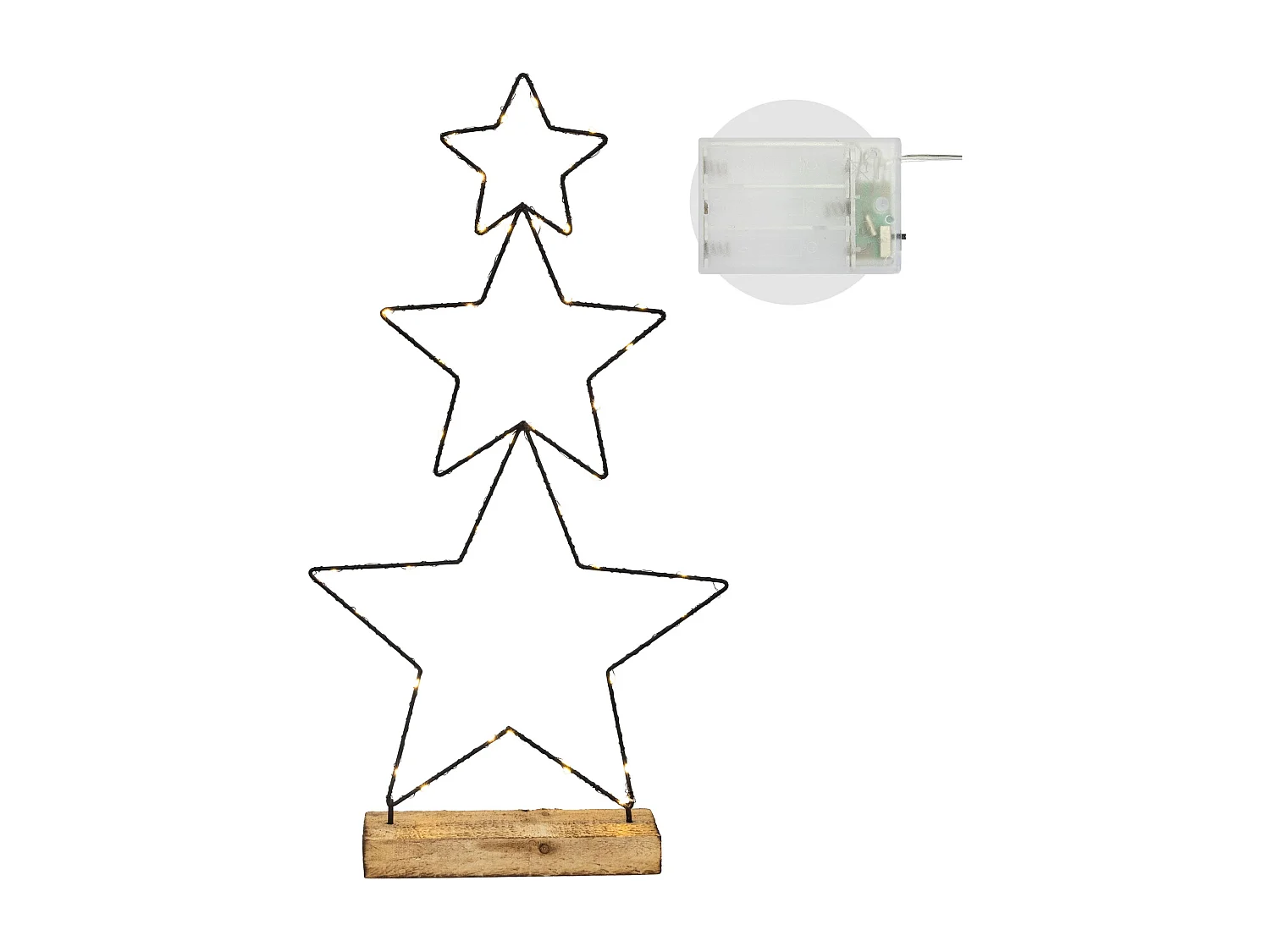 3x Étoiles décoratives de Noël avec 40 LED en métal éclairage blanc chaud 57 cm