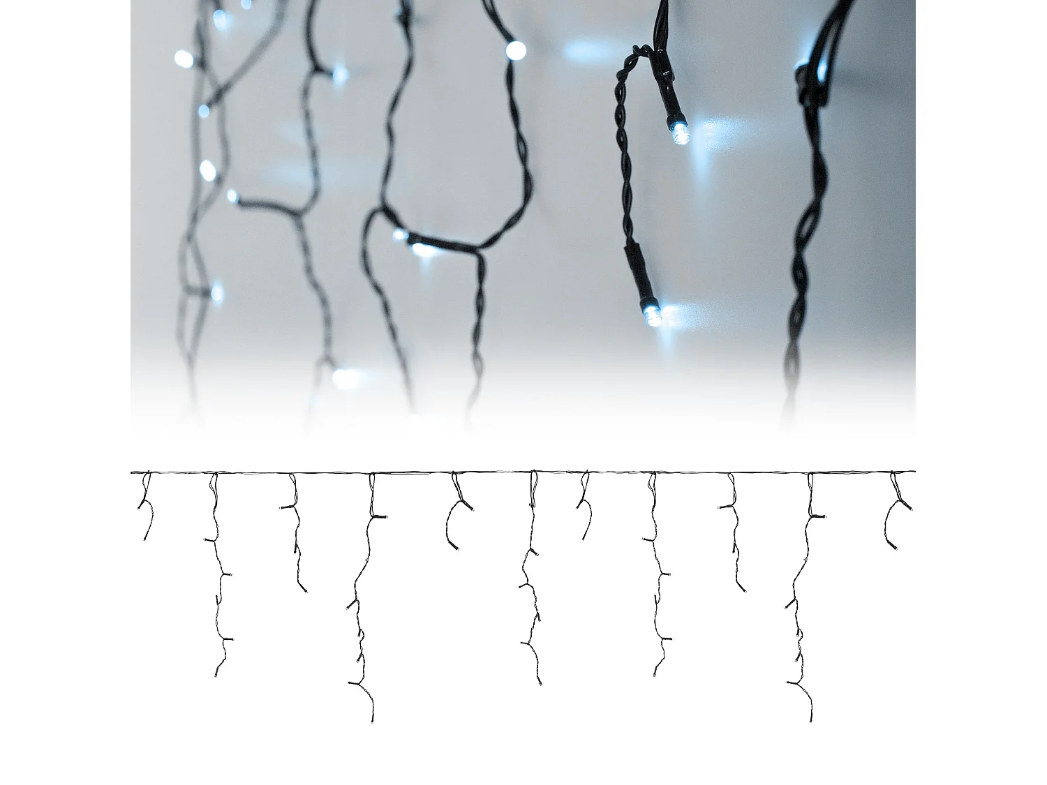 Ghirlanda luminosa con 180 LED bianco freddo decorazione natalizia 6 m IP44 nero