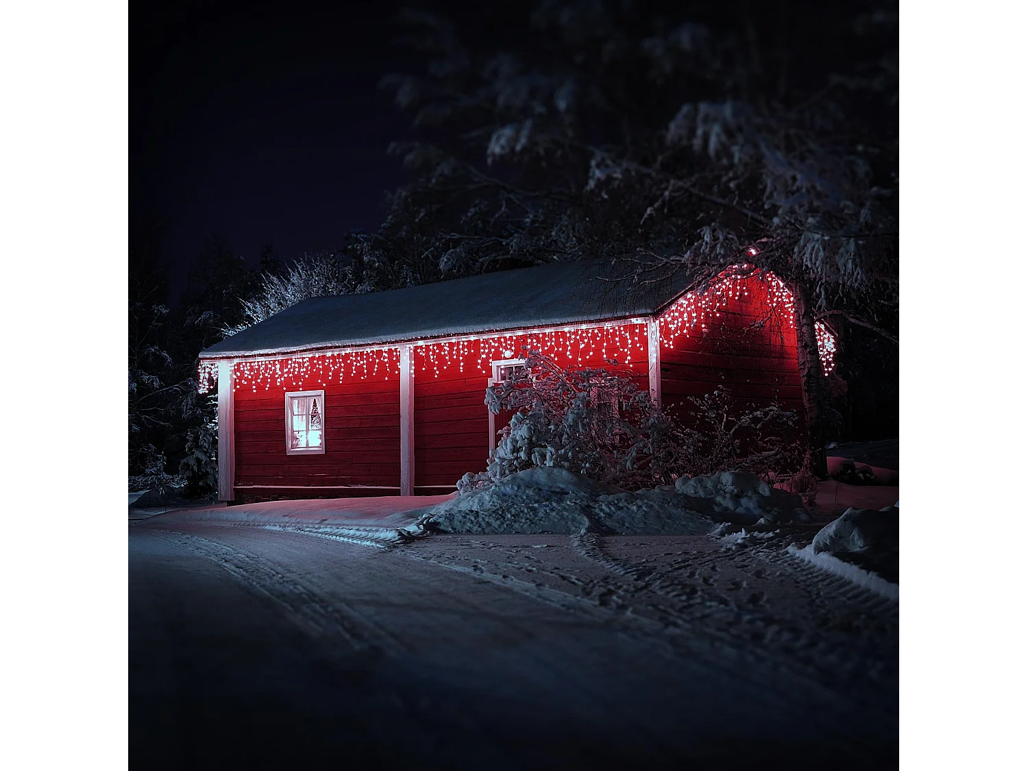 Ghirlanda luminosa con 180 LED bianco freddo decorazione natalizia 6 m IP44 nero