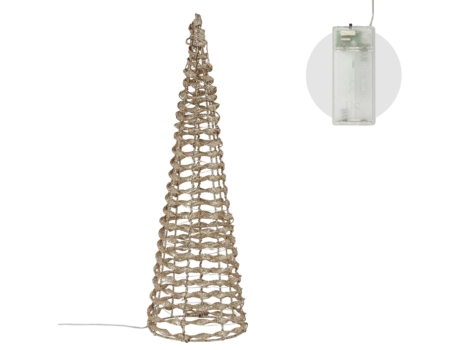Arbre de Noël cône LED sapin ornement d'hiver décoration en métal de Noël 40 cm