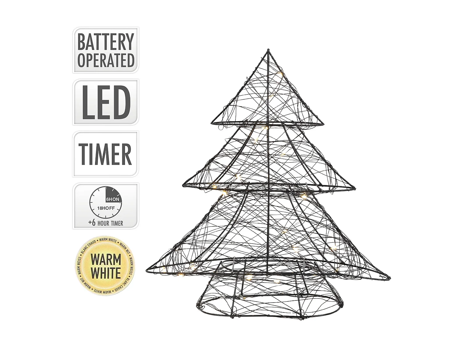 Decorazione mini albero di Natale miniatura con luci LED invernale 28x30cm abete