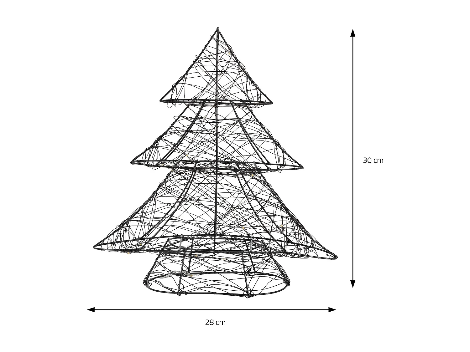 Decorazione mini albero di Natale miniatura con luci LED invernale 28x30cm abete