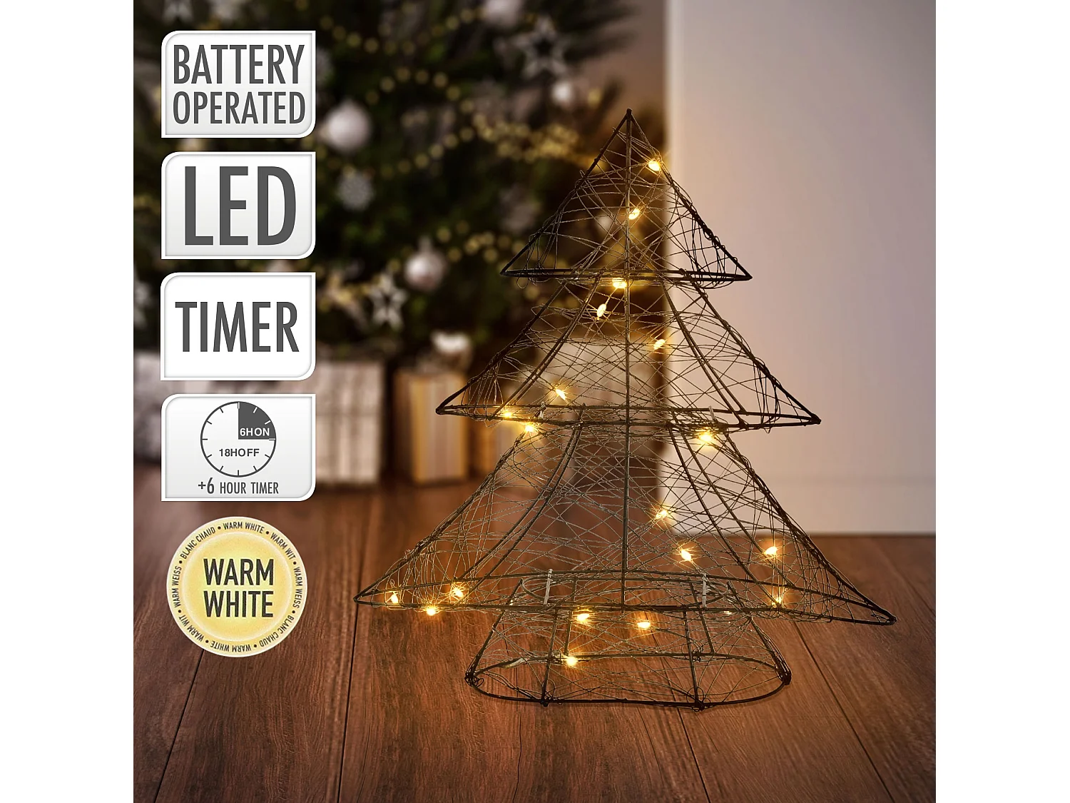Sapin de Noël avec LED decoration lumiére blanc chaud ornement festive de maison