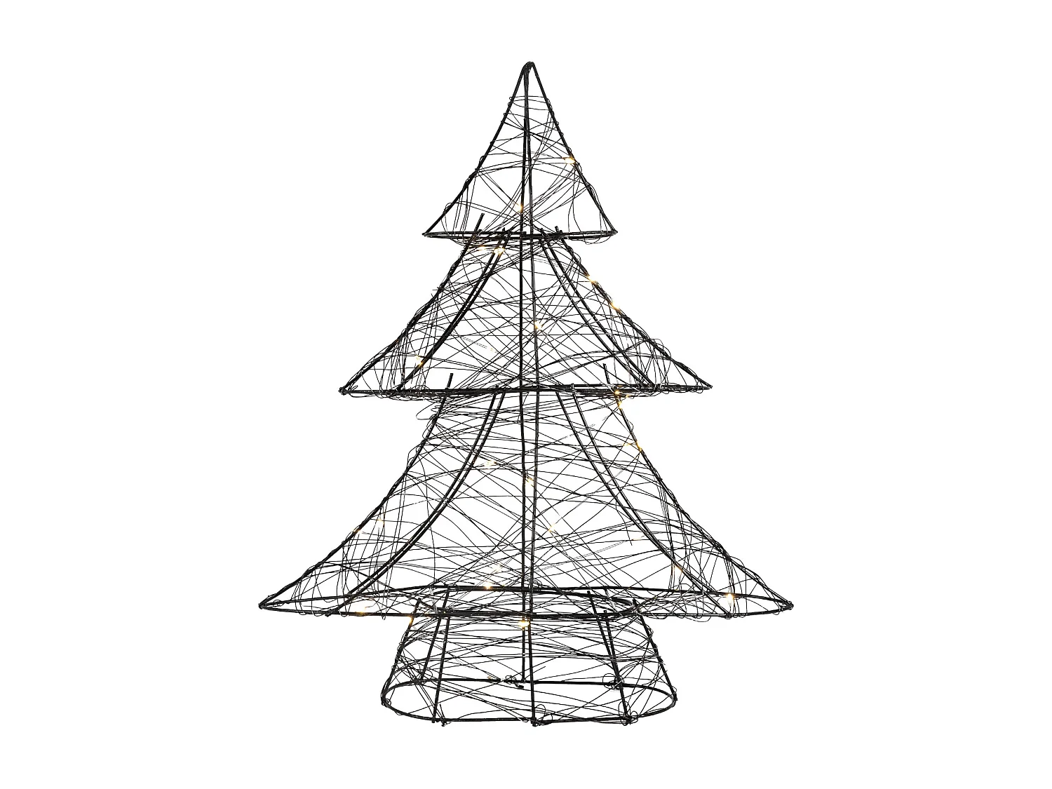 ECD Germany LED-deco kerstboom met 30 warmwitte LED's, 40 cm hoog, metaal, kunstkerstboom met verlichting & timer, voor binnen, op batterijen