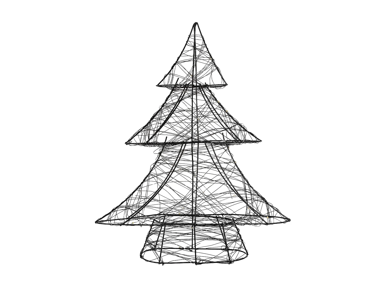 ECD Germany LED Deko Baum Weihnachten 30LED warmweiß, 40cm, aus Metall, Schwarz, Timer, Innen, batteriebetrieben, Weihnachtsbaum Lichterbaum Tanne