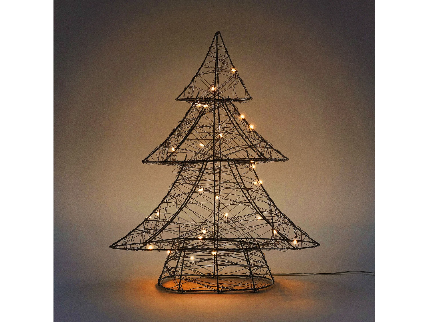 ECD Germany LED Deko Baum Weihnachten 30LED warmweiß, 40cm, aus Metall, Schwarz, Timer, Innen, batteriebetrieben, Weihnachtsbaum Lichterbaum Tanne