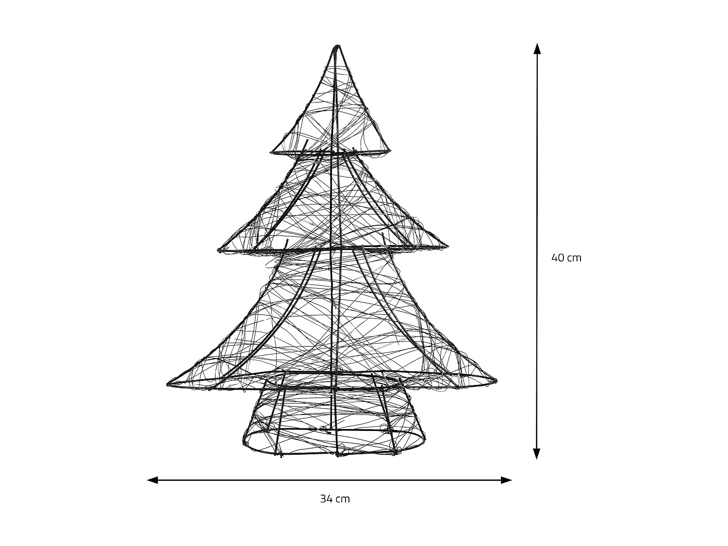 ECD Germany LED Deko Baum Weihnachten 30LED warmweiß, 40cm, aus Metall, Schwarz, Timer, Innen, batteriebetrieben, Weihnachtsbaum Lichterbaum Tanne