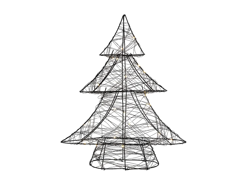 Arbre de Noël à LED sapin lumineux décoration d'hiver métallique ornement noir