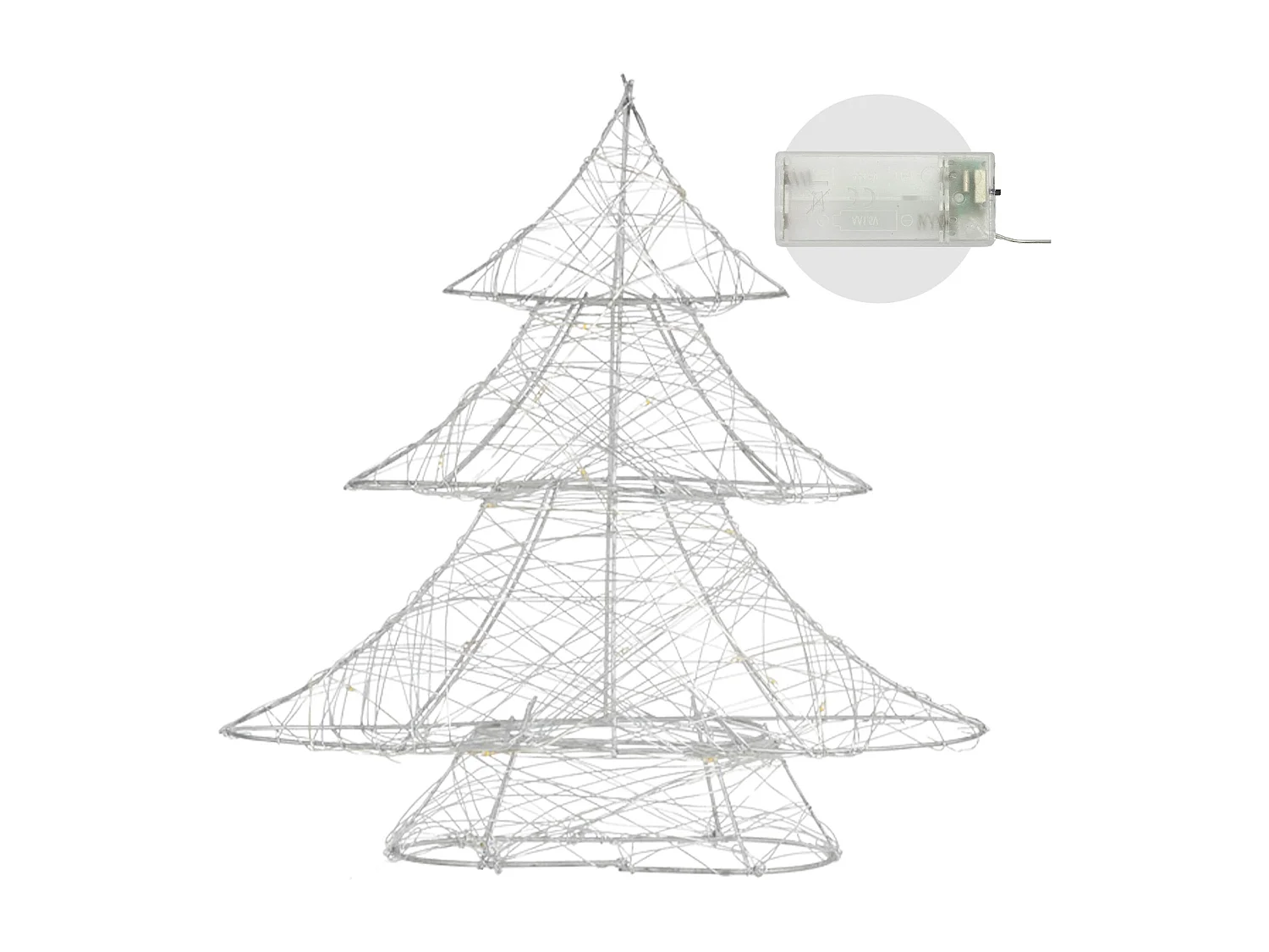 Árbol de navidad decorativo 30 cm con LEDs arbolito plateado ornamental de metal