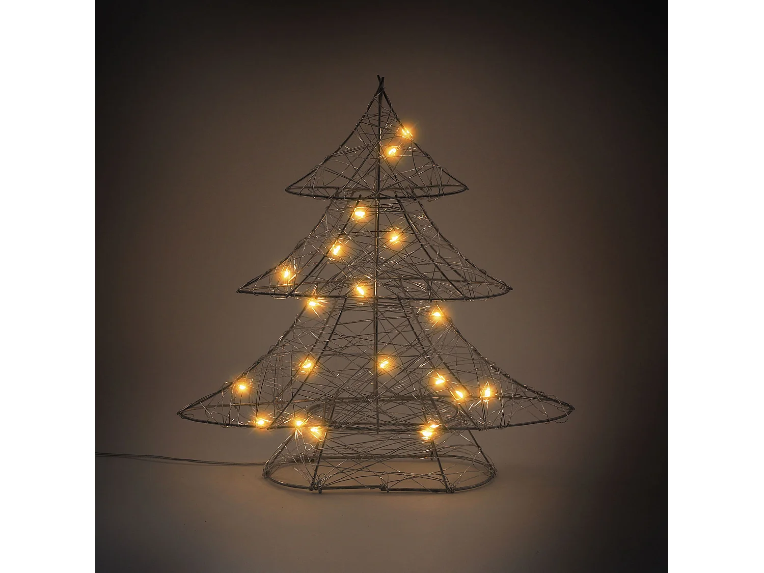 Árbol de navidad decorativo 30 cm con LEDs arbolito plateado ornamental de metal