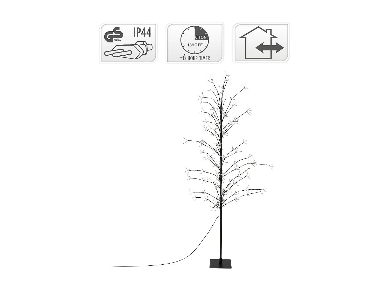 ECD Germany LED Tree 180 cm met 480 warm witte LED's, Lichtboom met Timer, Lichtboom Binnen & Buiten IP44, Verlichte Decoratieboom, Boom met Verlichti