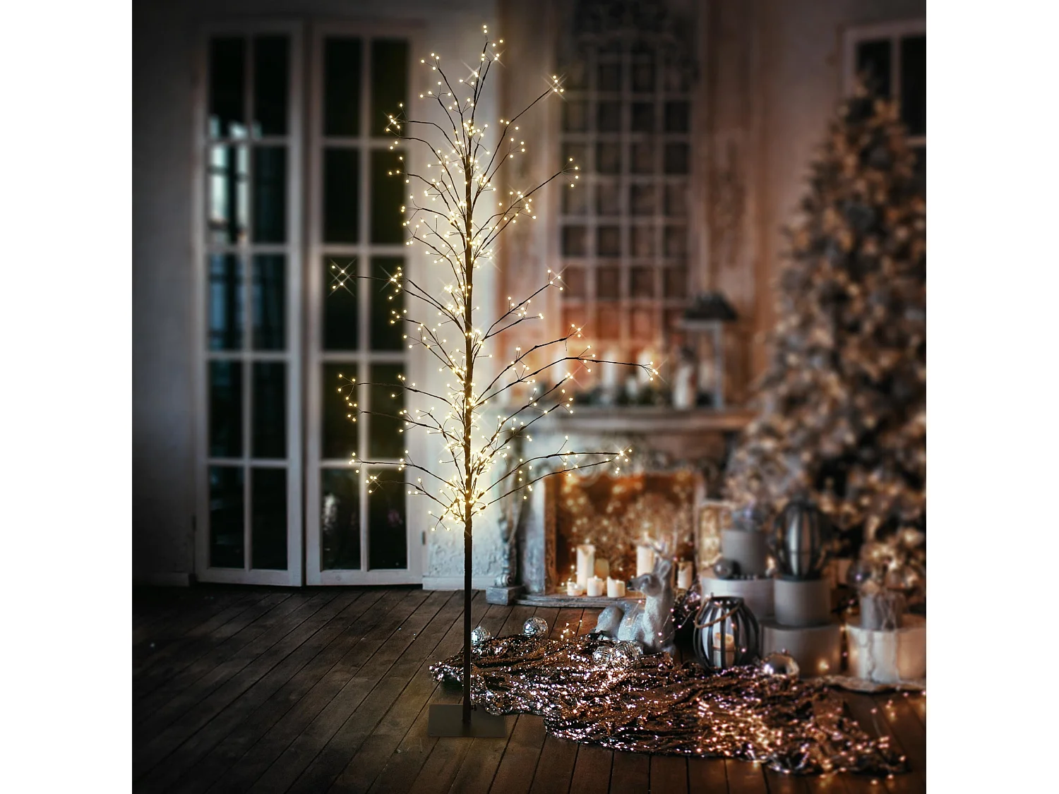 Albero artificiale decorazione con 480 LED bianco caldo con timer 180 cm IP44