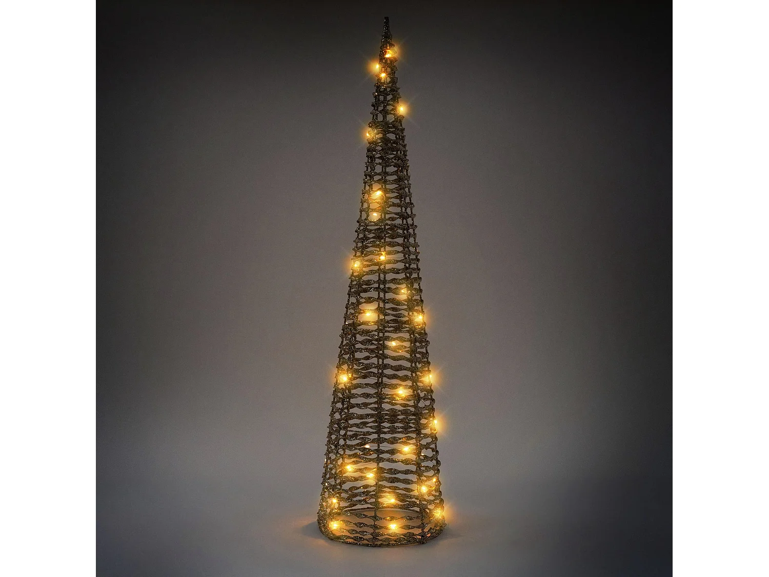 Arbre de Noël cône LED sapin ornement d'hiver décoration en métal de Noël 80 cm