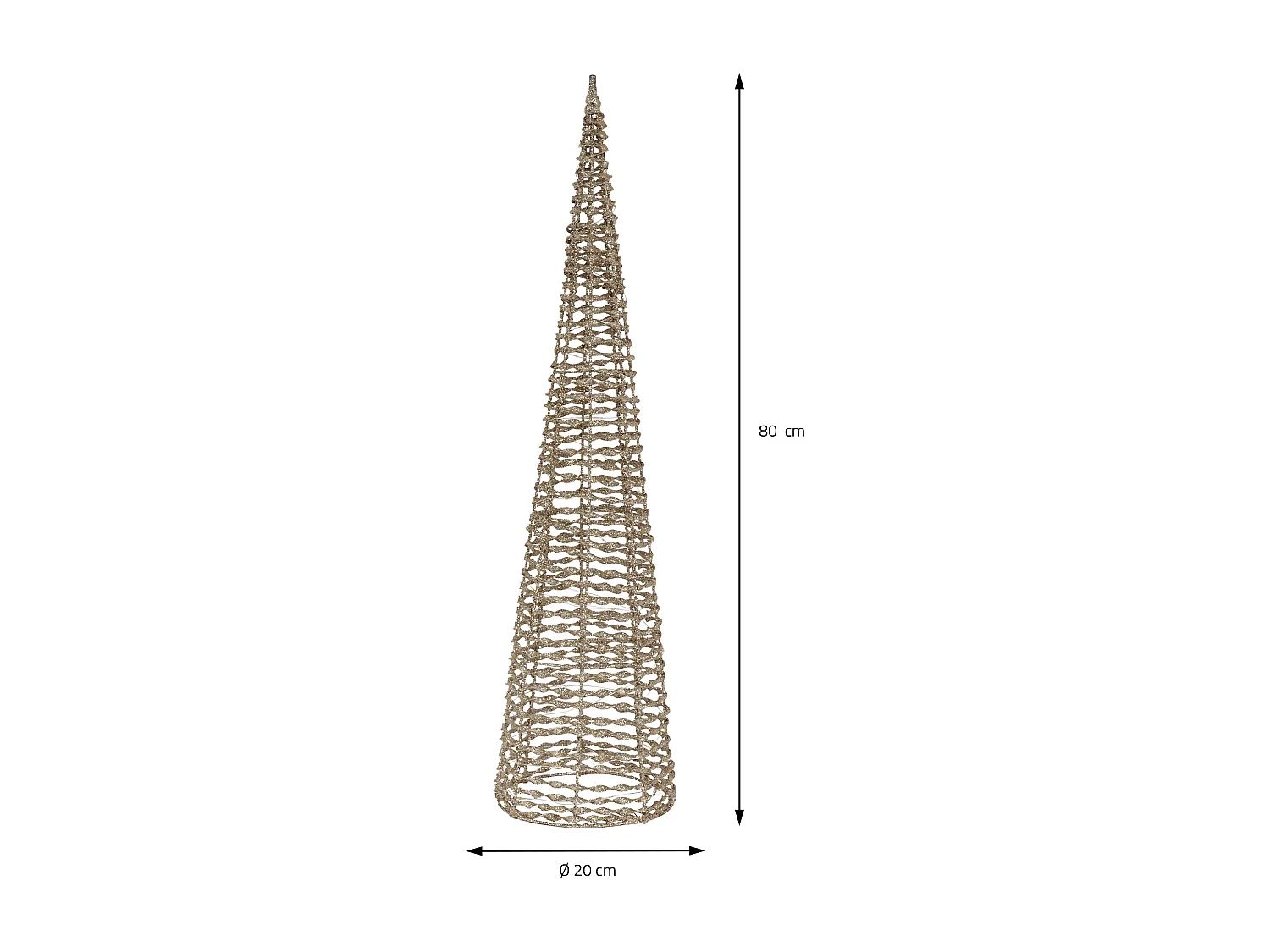 Arbre de Noël cône LED sapin ornement d'hiver décoration en métal de Noël 80 cm