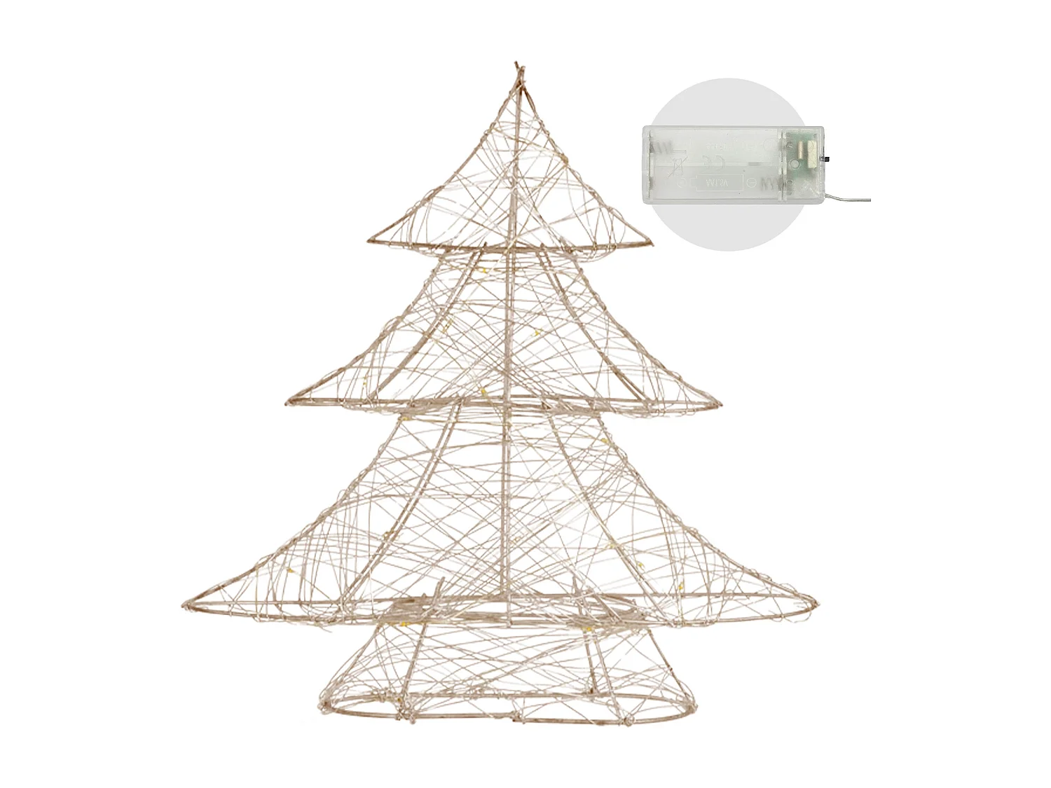 Sapin de Noël métallique 20 LED arbre lumineux décoration d'hiver 28 x 30  cm