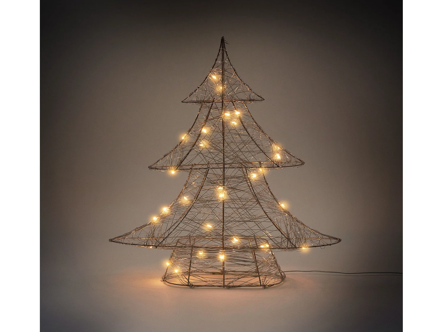 Sapin de Noël métallique 20 LED arbre lumineux décoration d'hiver 28 x 30  cm