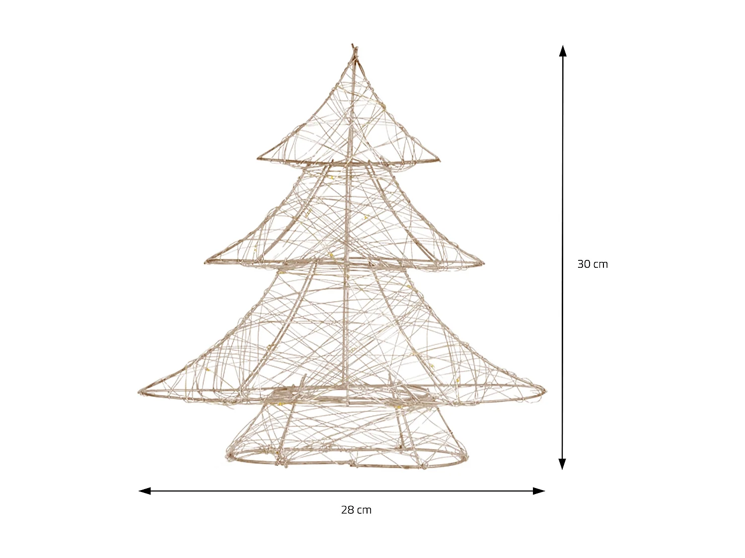 Sapin de Noël métallique 20 LED arbre lumineux décoration d'hiver 28 x 30  cm