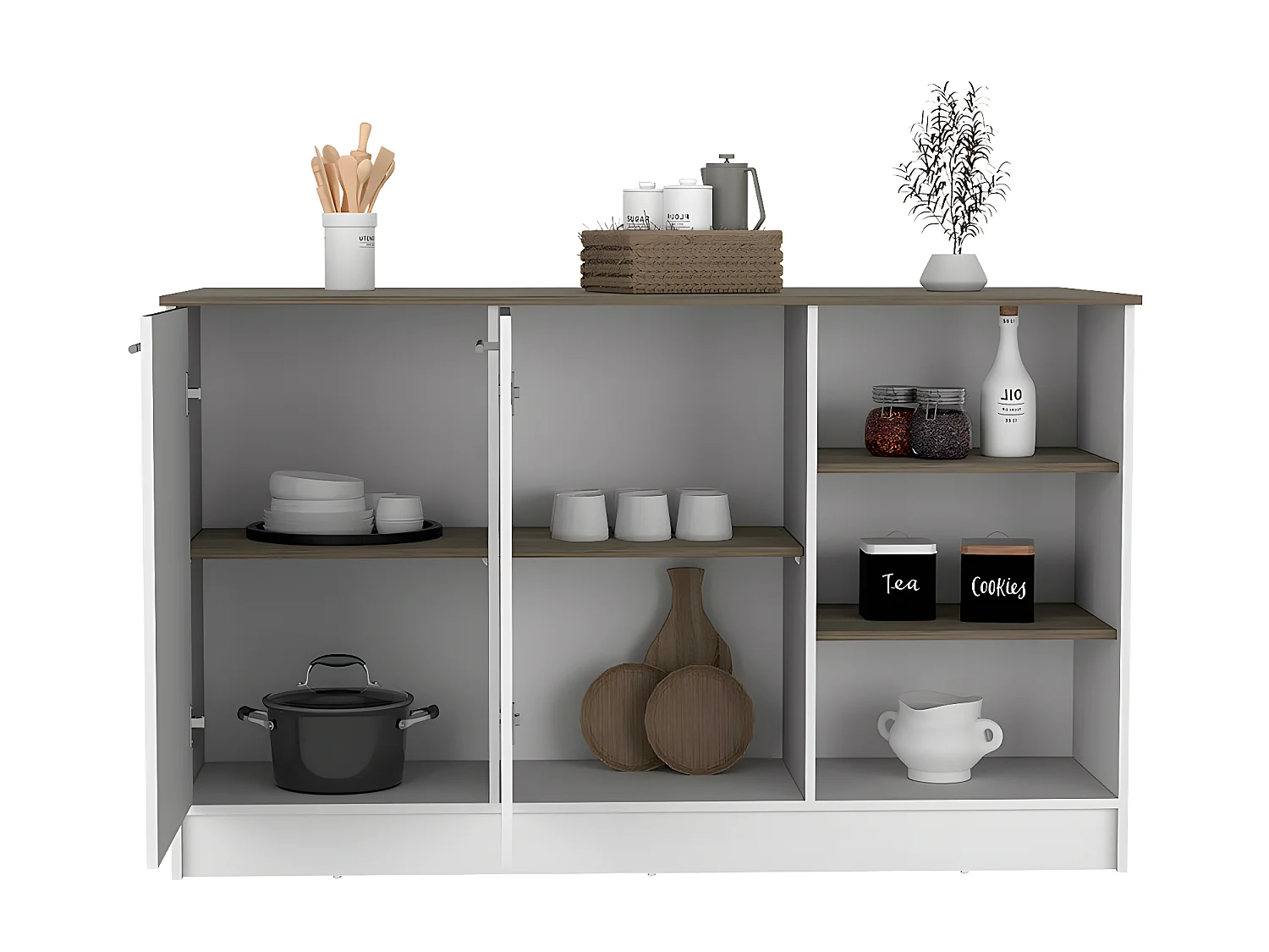 Isla de Cocina Ginger con Almacenamiento Espacioso y Encimera ,90.57 cm  X 149.98 cm  X 66.97 cm  , Multicolor