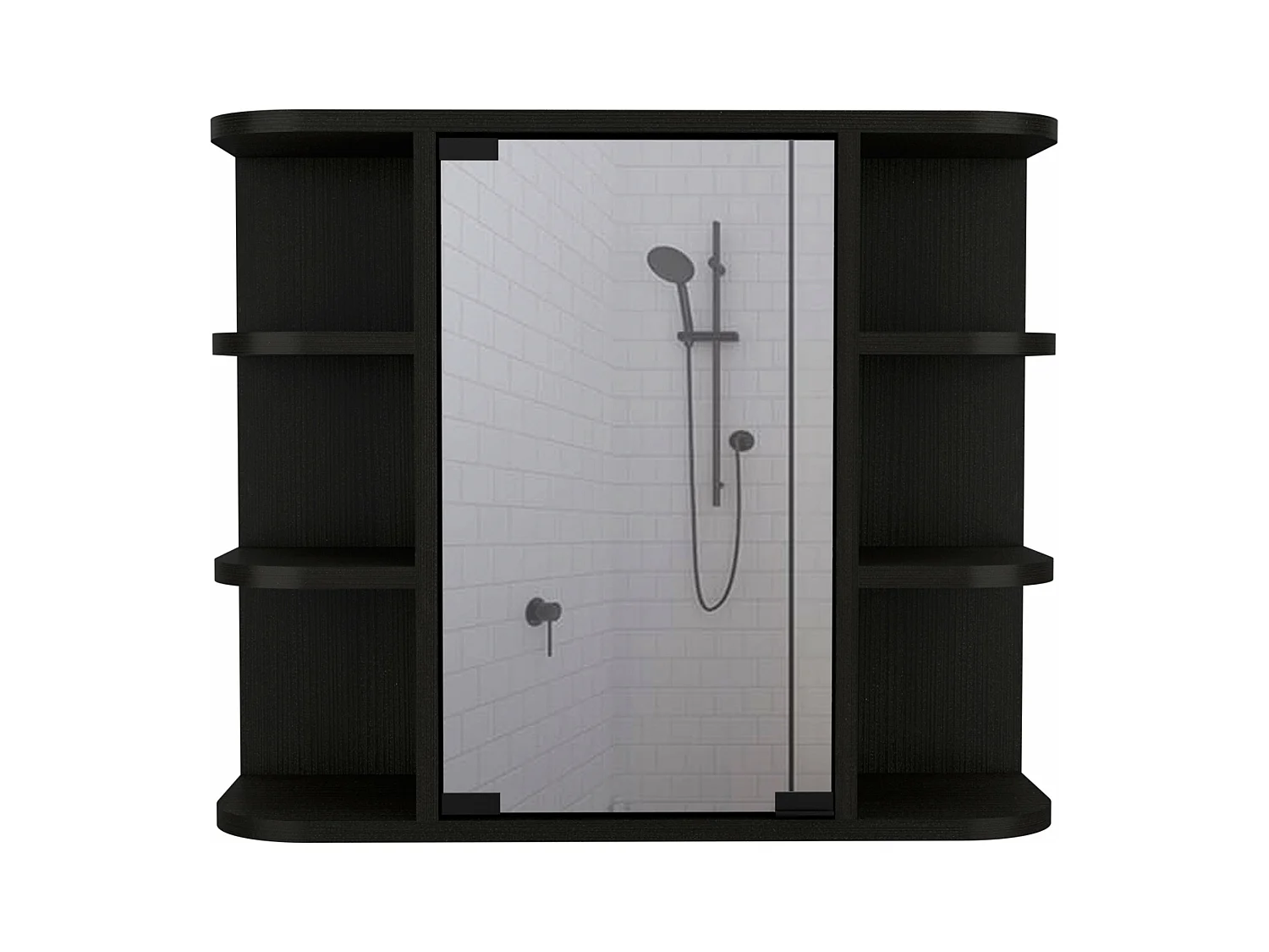 Armario de Pared para Baño Milán con Estantes y Espejo , 49.98 cm  X 59.99 cm  X 18.99 cm  , Negro