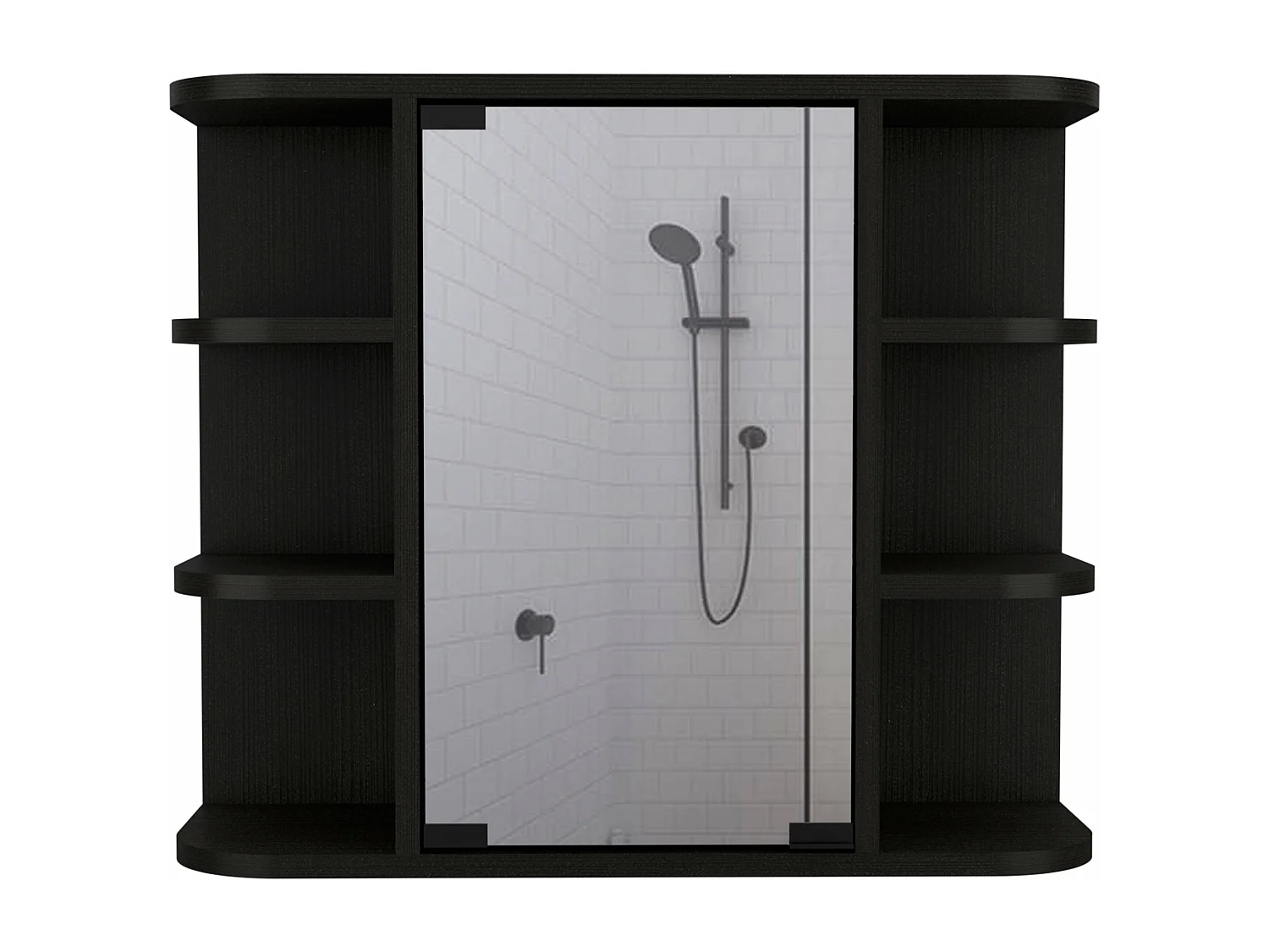 Armario de Pared para Baño Milán con Estantes y Espejo , 49.98 cm  X 59.99 cm  X 18.99 cm  , Negro
