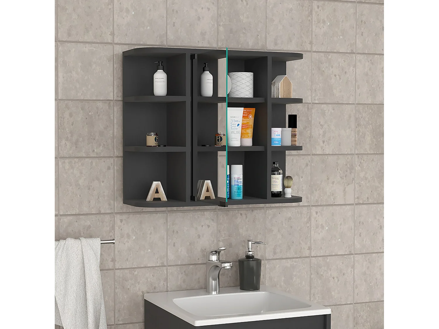 TUHOME CONCEPT Armoire murale de salle de bain Milan de 60 cm, wengé