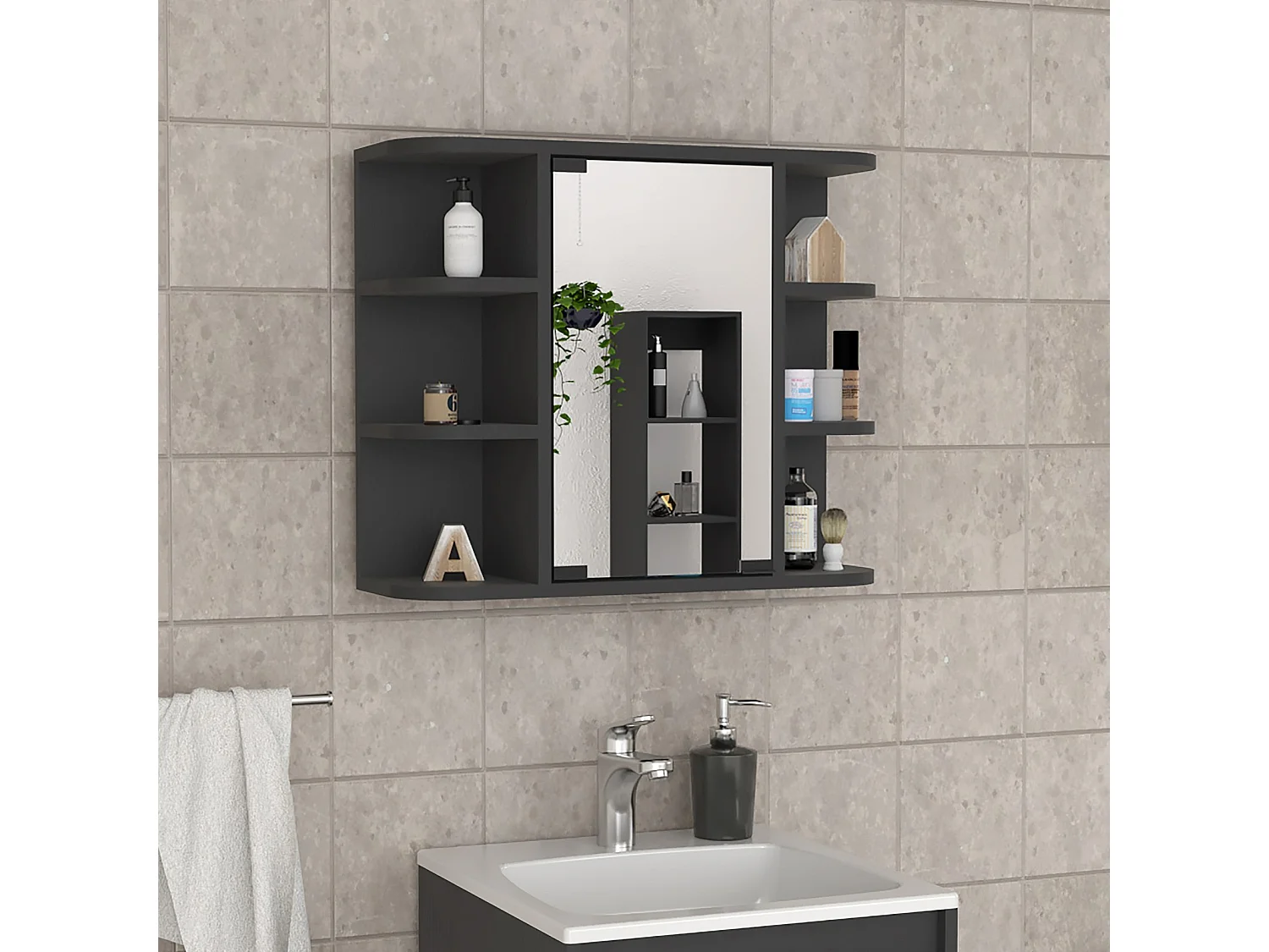 TUHOME CONCEPT Armoire murale de salle de bain Milan de 60 cm, wengé