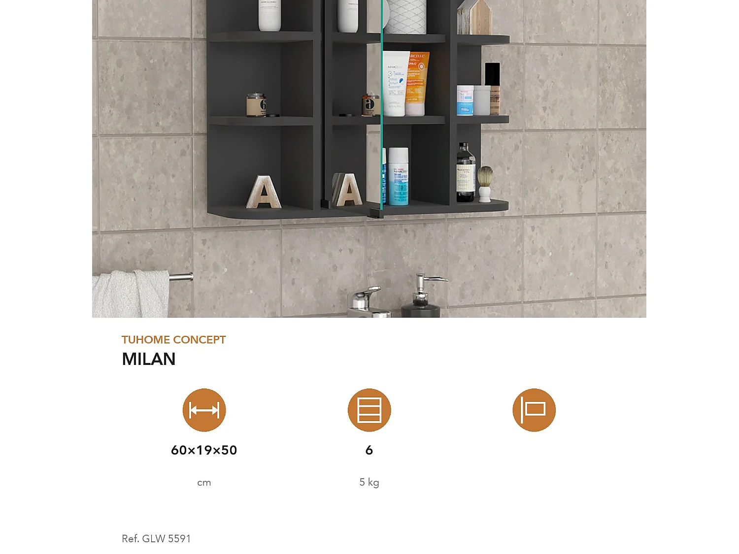 TUHOME CONCEPT Armoire murale de salle de bain Milan de 60 cm, wengé