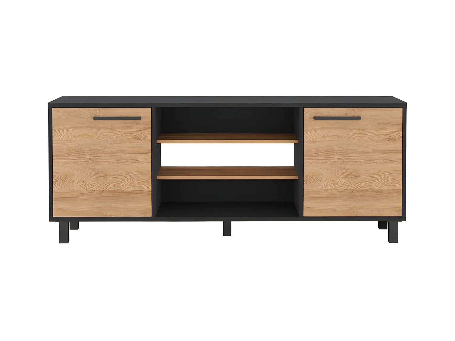 Mueble TV Kaia con Almacenamiento Multimedia , 57.98 cm  X 148.92 cm  X 38.98 cm  , Negro