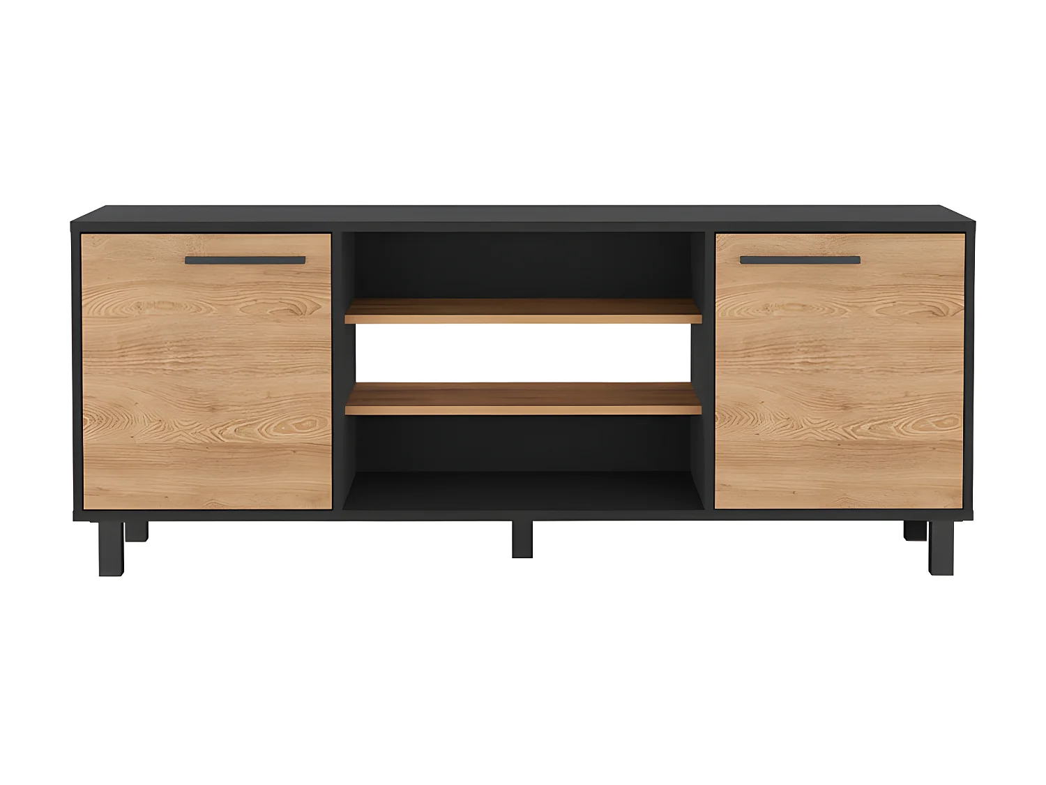 Mueble TV Kaia con Almacenamiento Multimedia , 57.98 cm  X 148.92 cm  X 38.98 cm  , Negro