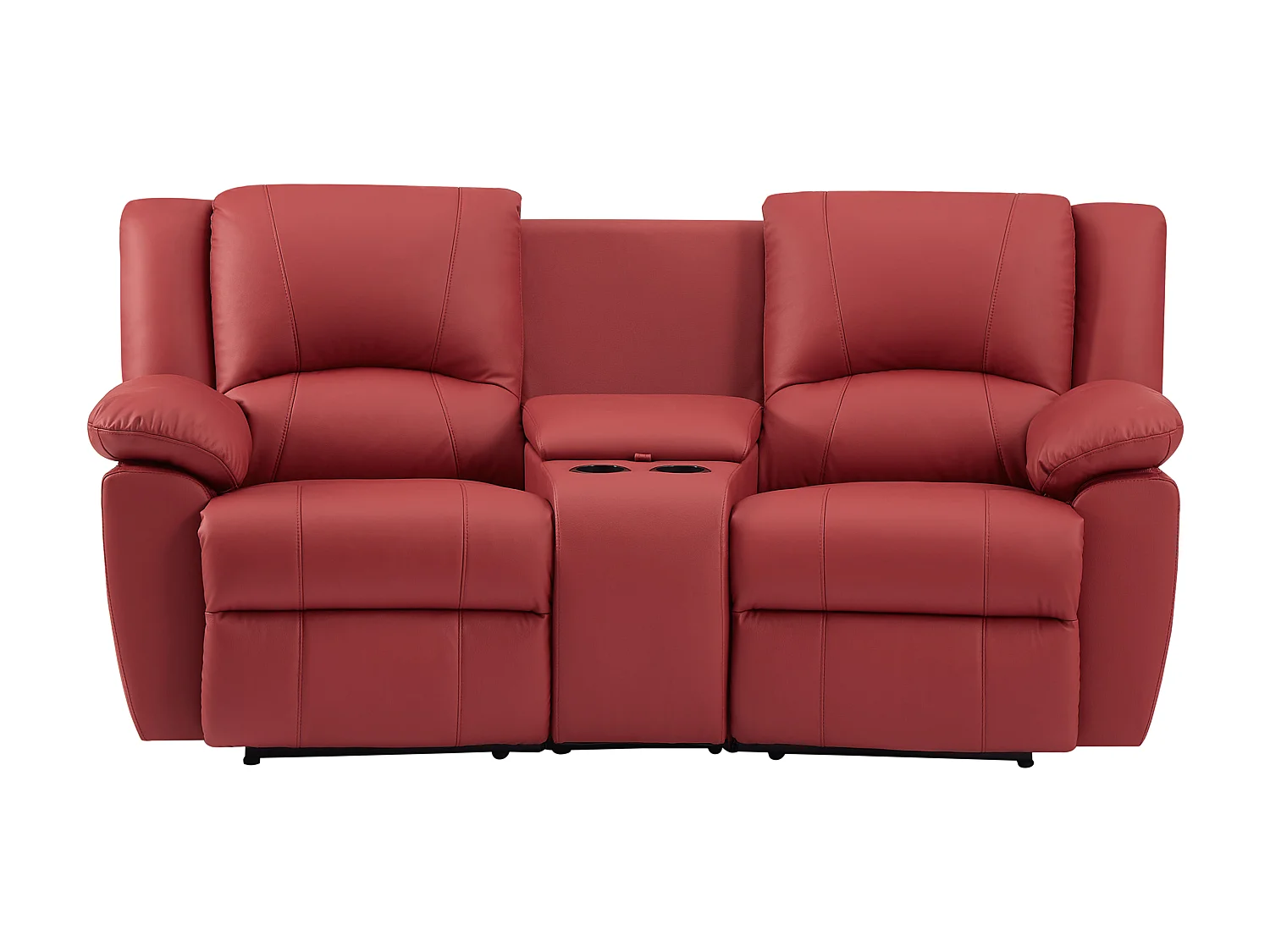 Canapé 3 places et 2 places relax en cuir de vachette rouge AROMA
