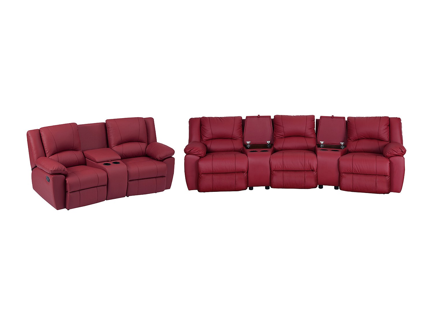 Vente-unique Relaxgarnitur 3- + 2-Sitzer - Rindsleder - Rot - Aroma