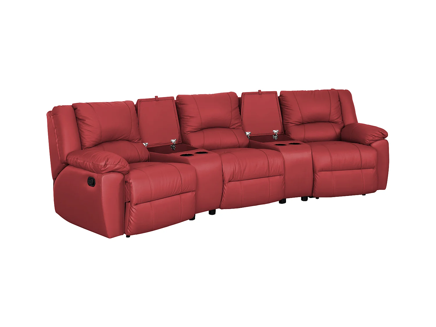 3-personers sofa, 2-personers sofa og lænestol i rødt kalvelæder AROMA