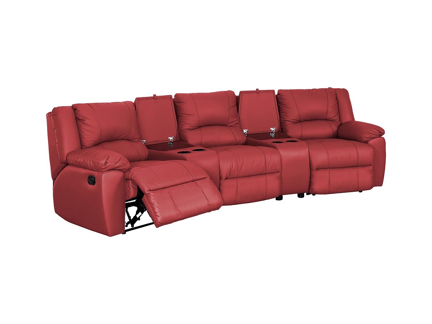 3-personers sofa, 2-personers sofa og lænestol i rødt kalvelæder AROMA