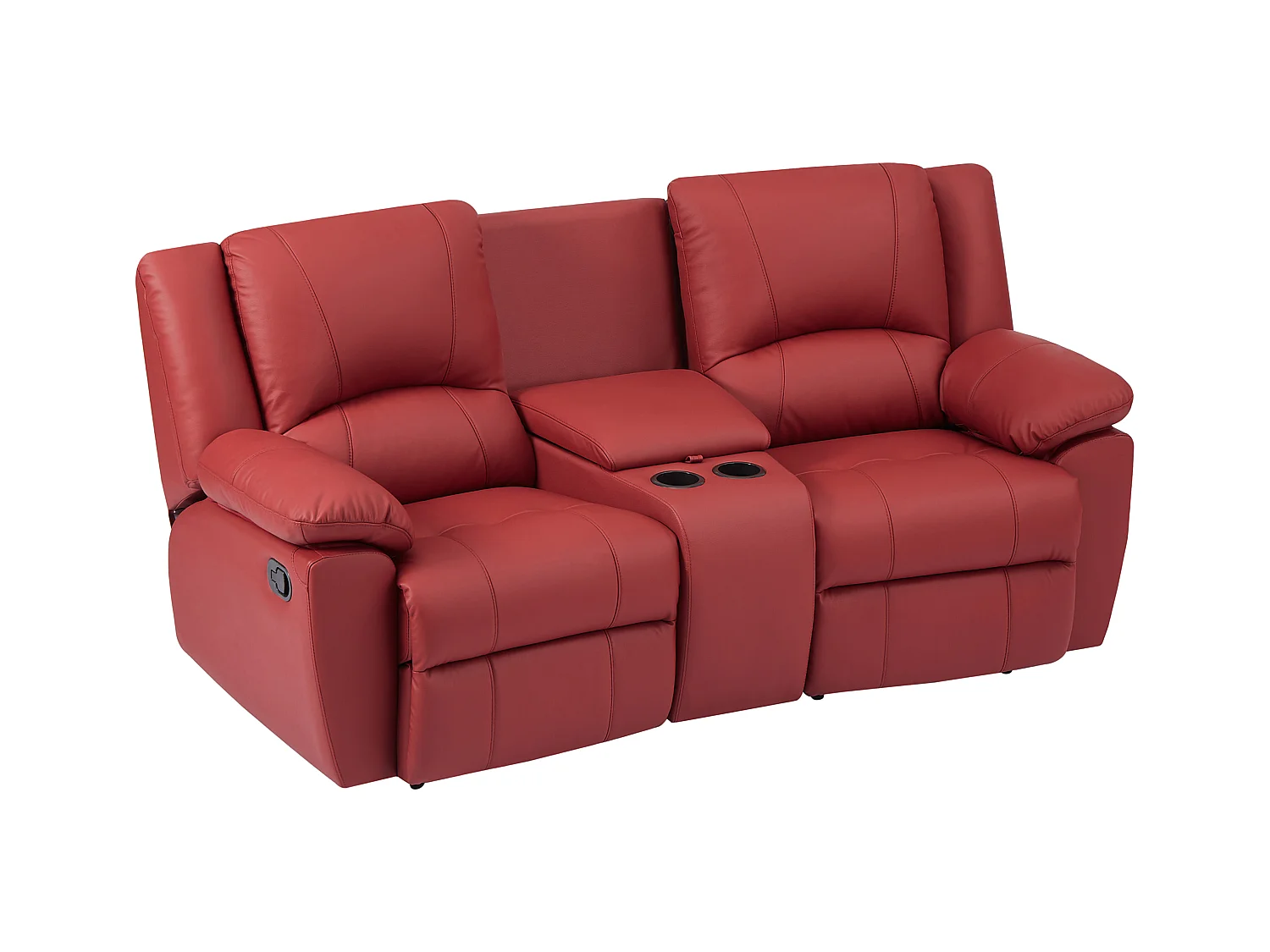 3-personers sofa, 2-personers sofa og lænestol i rødt kalvelæder AROMA