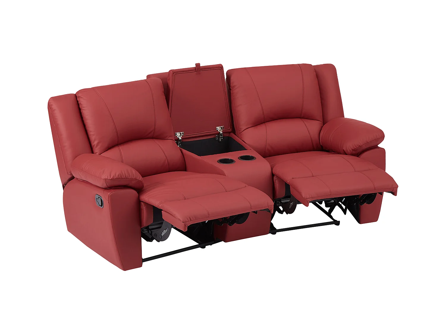 3-personers sofa, 2-personers sofa og lænestol i rødt kalvelæder AROMA