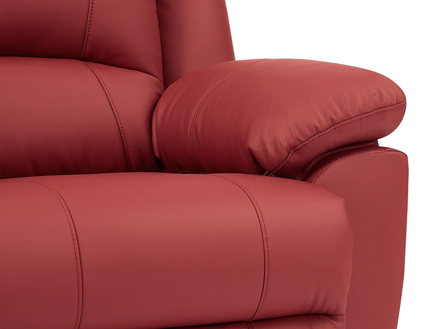 Canapé 3 places 2 places et fauteuil relax en cuir de vachette rouge AROMA