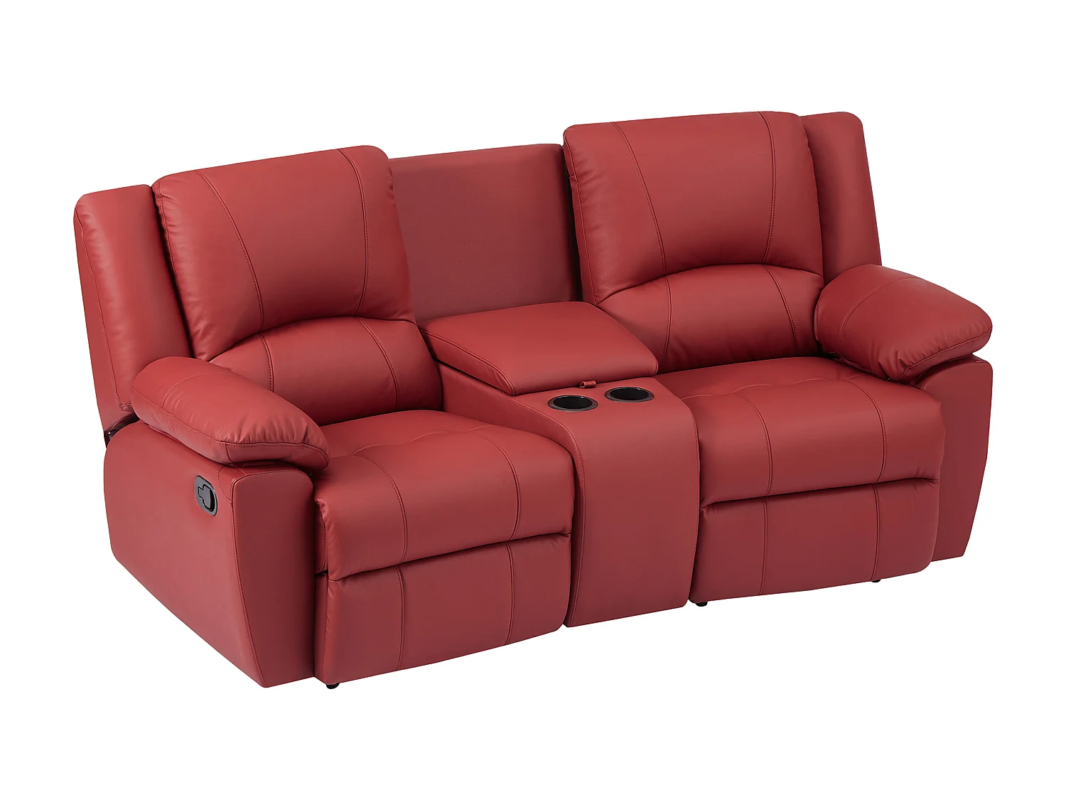 Canapé 3 places 2 places et fauteuil relax en cuir de vachette rouge AROMA