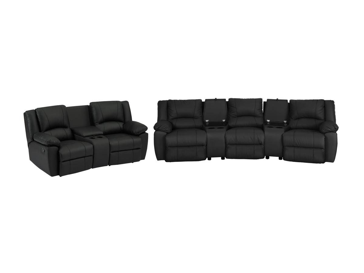 Relaxgarnitur 3- + 2-Sitzer - Rindsleder - Schwarz - AROMA günstig online kaufen
