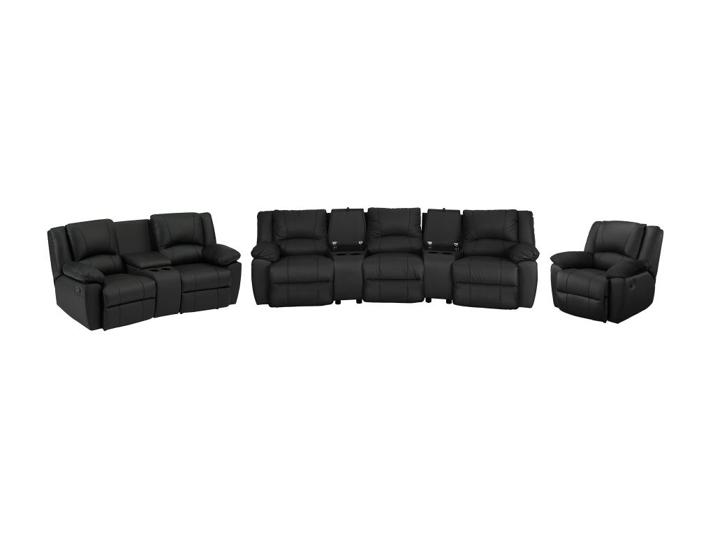 Relaxgarnitur 3- + 2-Sitzer & Relaxsessel - Rindsleder - Schwarz - AROMA günstig online kaufen