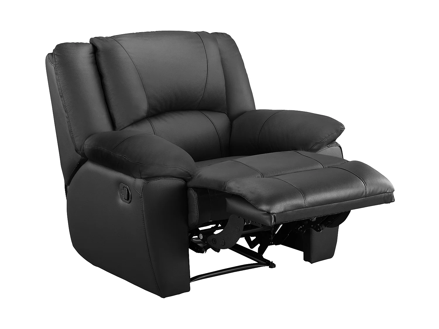 Canapé 3 places 2 places et fauteuil relax en cuir de vachette noir AROMA