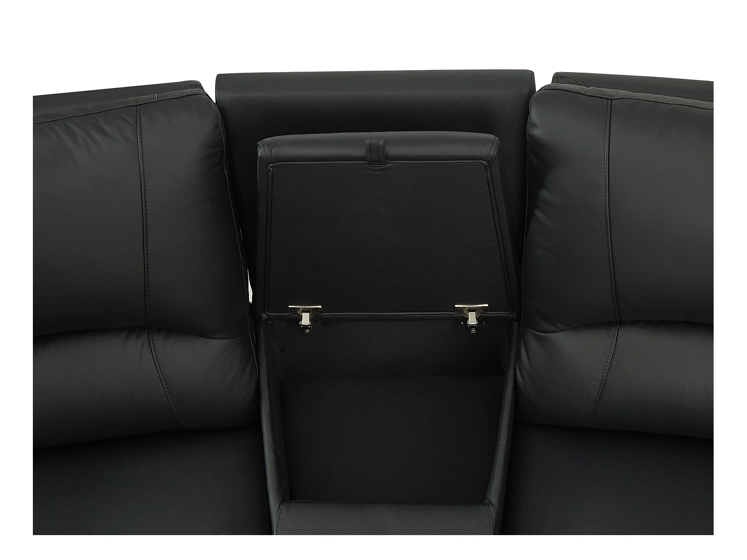 3-personers sofa, 2-personers sofa og lænestol i sort kalvelæder AROMA