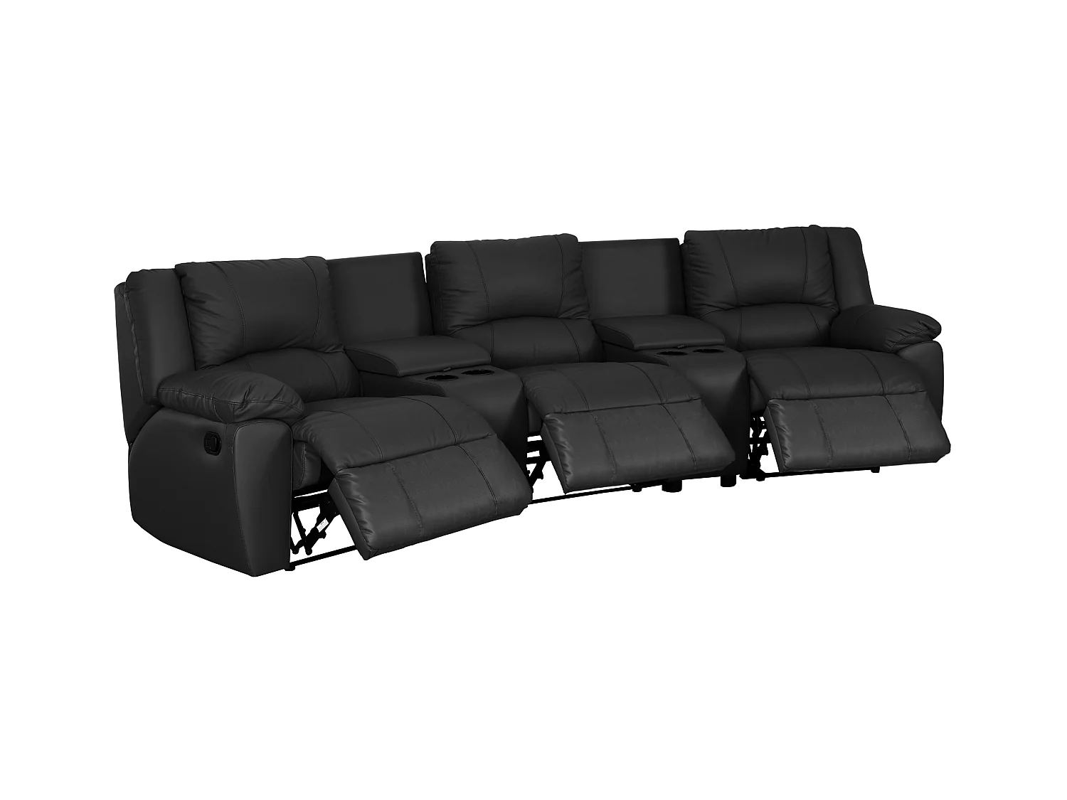 3-personers sofa, 2-personers sofa og lænestol i sort kalvelæder AROMA