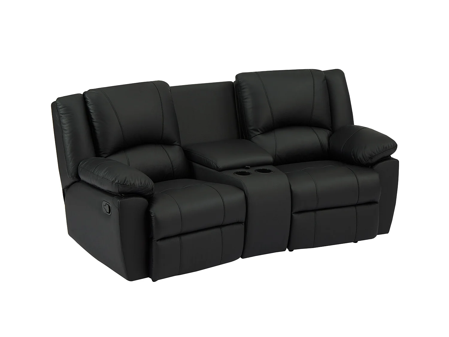 3-personers sofa, 2-personers sofa og lænestol i sort kalvelæder AROMA