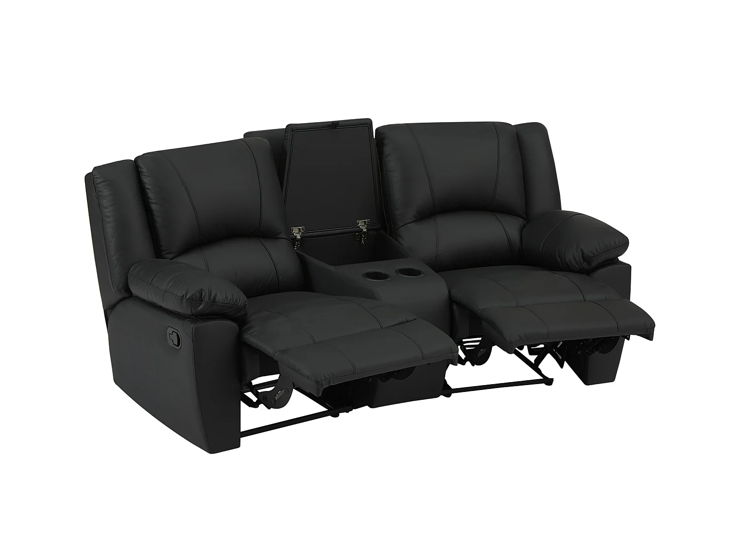 3-personers sofa, 2-personers sofa og lænestol i sort kalvelæder AROMA