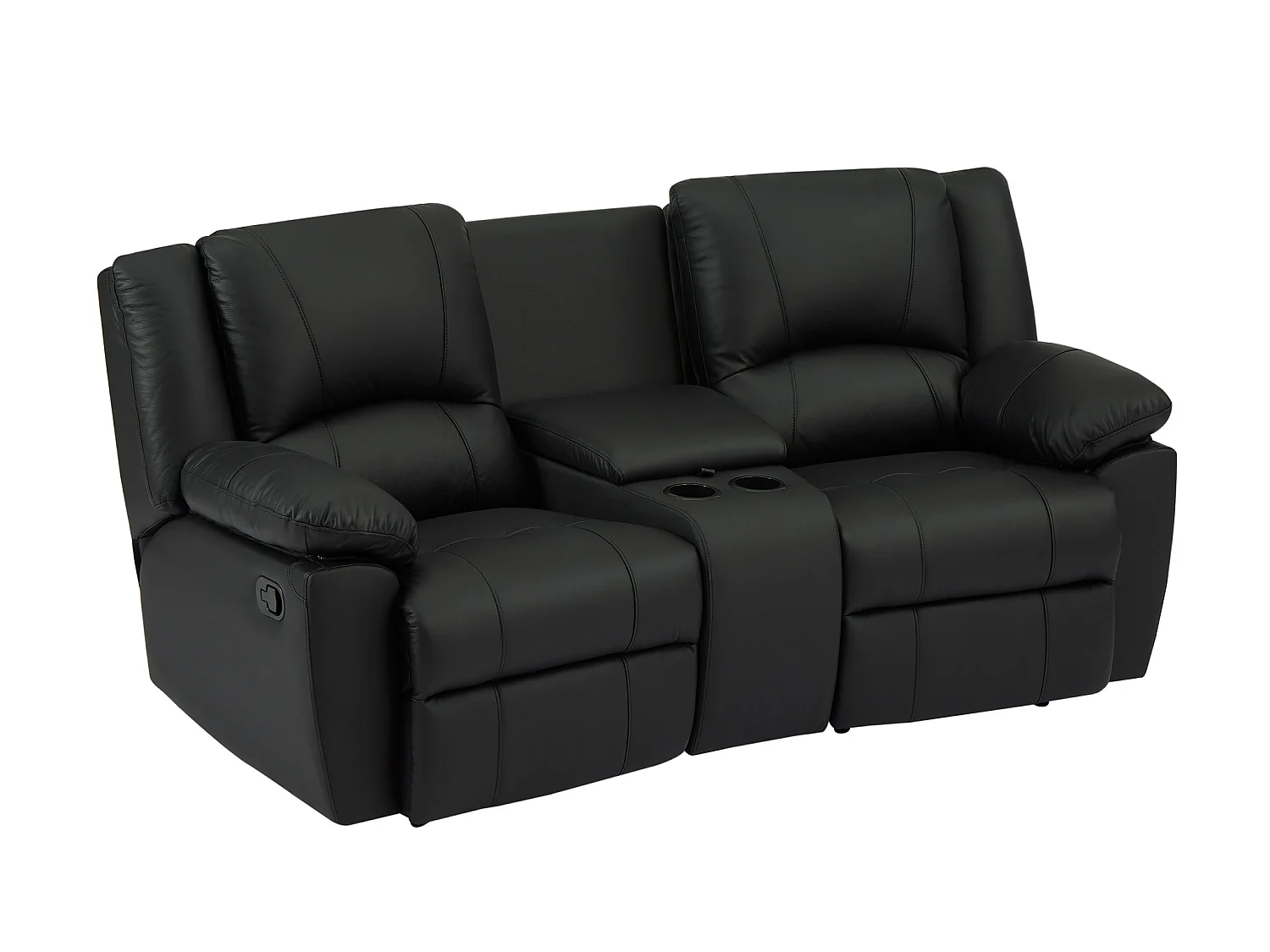 Canapé 3 places 2 places et fauteuil relax en cuir de vachette noir AROMA