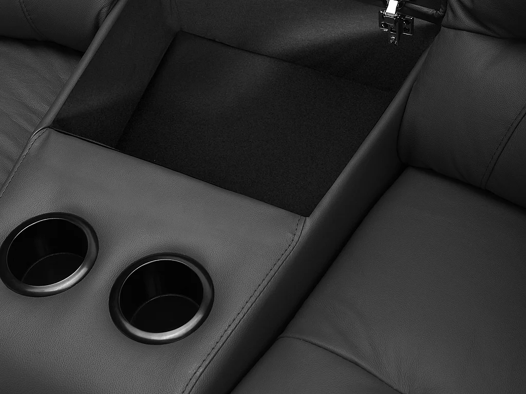 Canapé 3 places 2 places et fauteuil relax en cuir de vachette noir AROMA