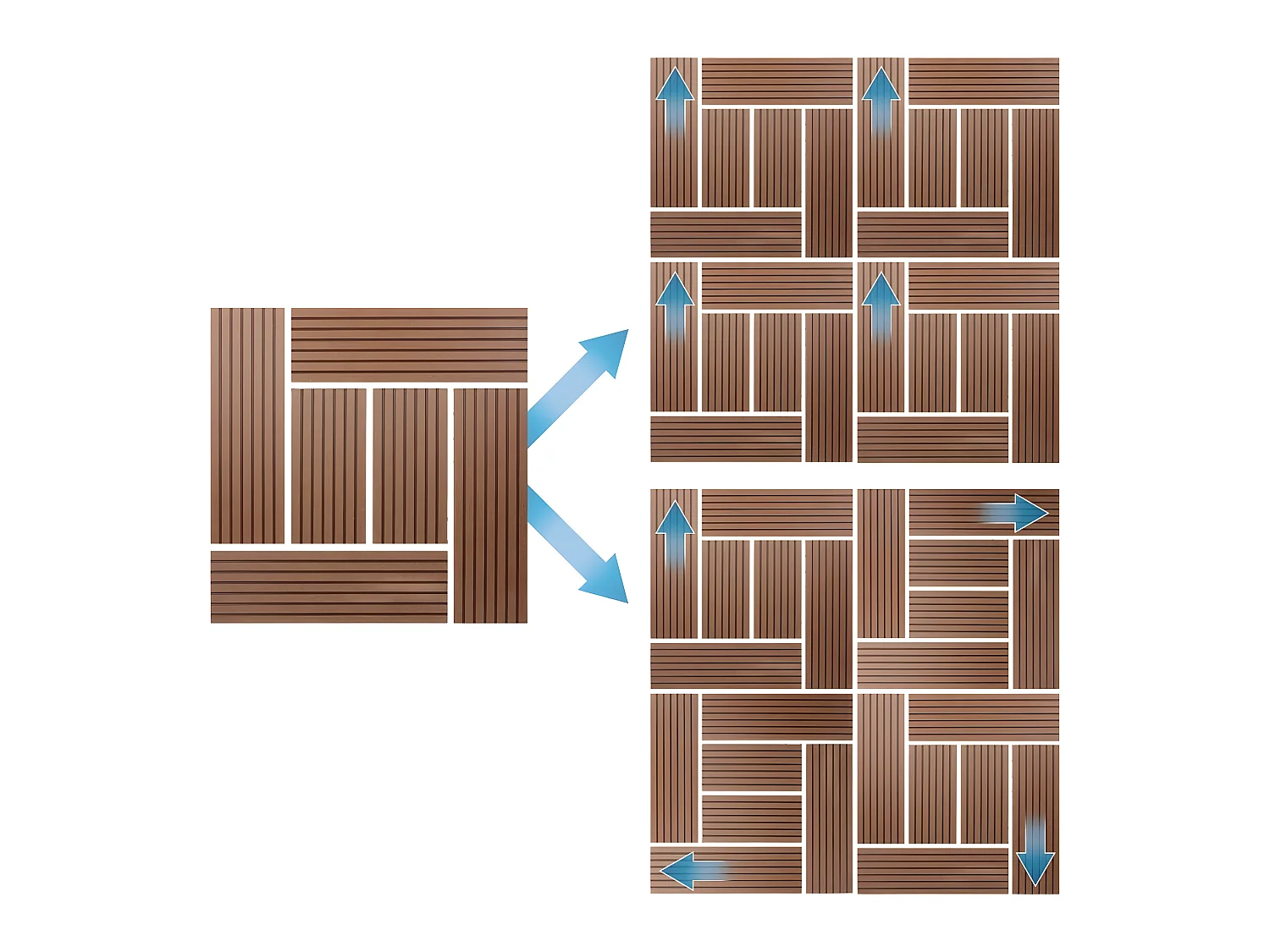 WPC carreaux de sol 30x30 cm 4m² mosaïque pour jardin piscine patio marron clair