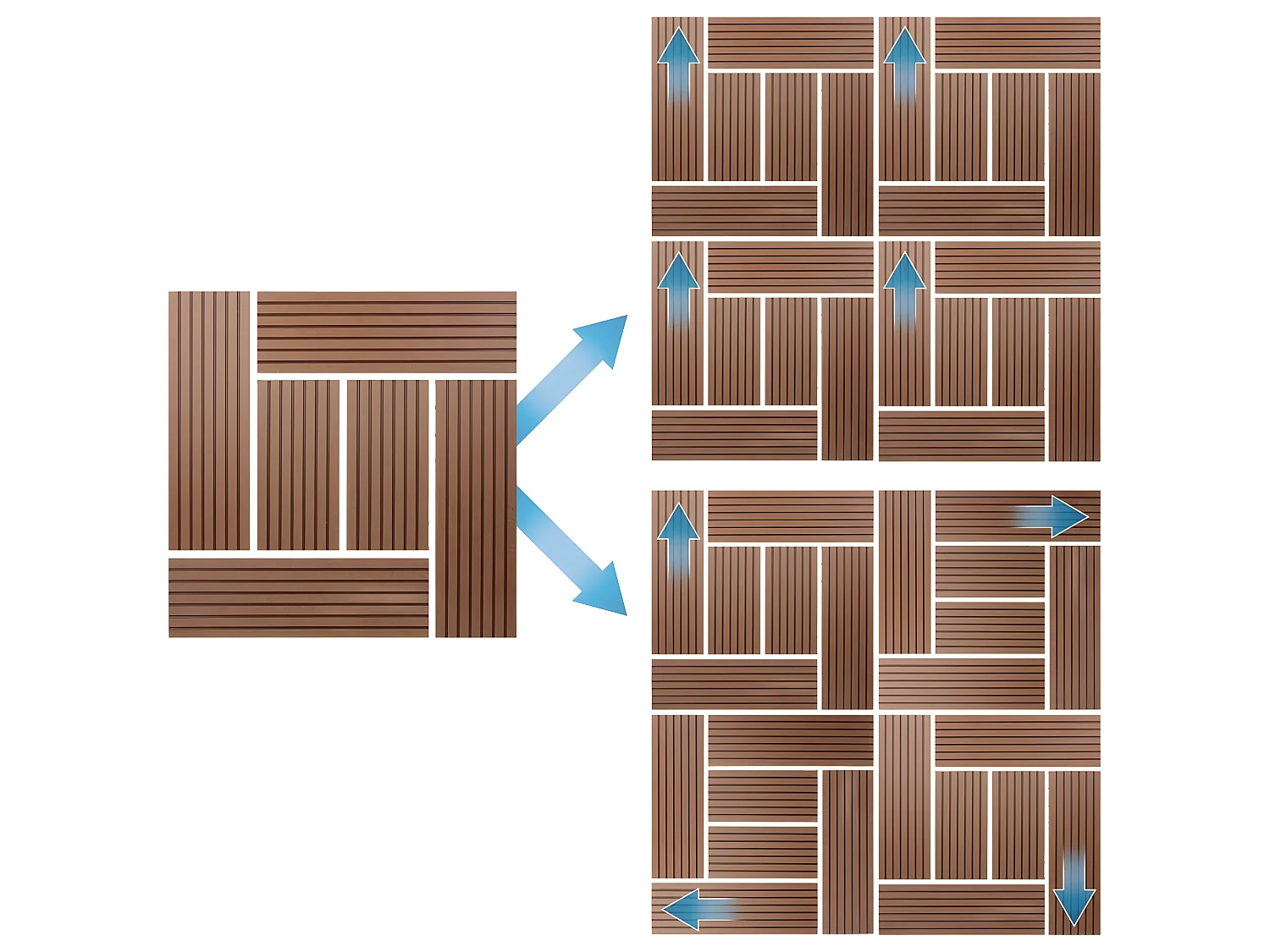 WPC carreaux de sol 30x30 cm 4m² mosaïque pour jardin piscine patio marron clair