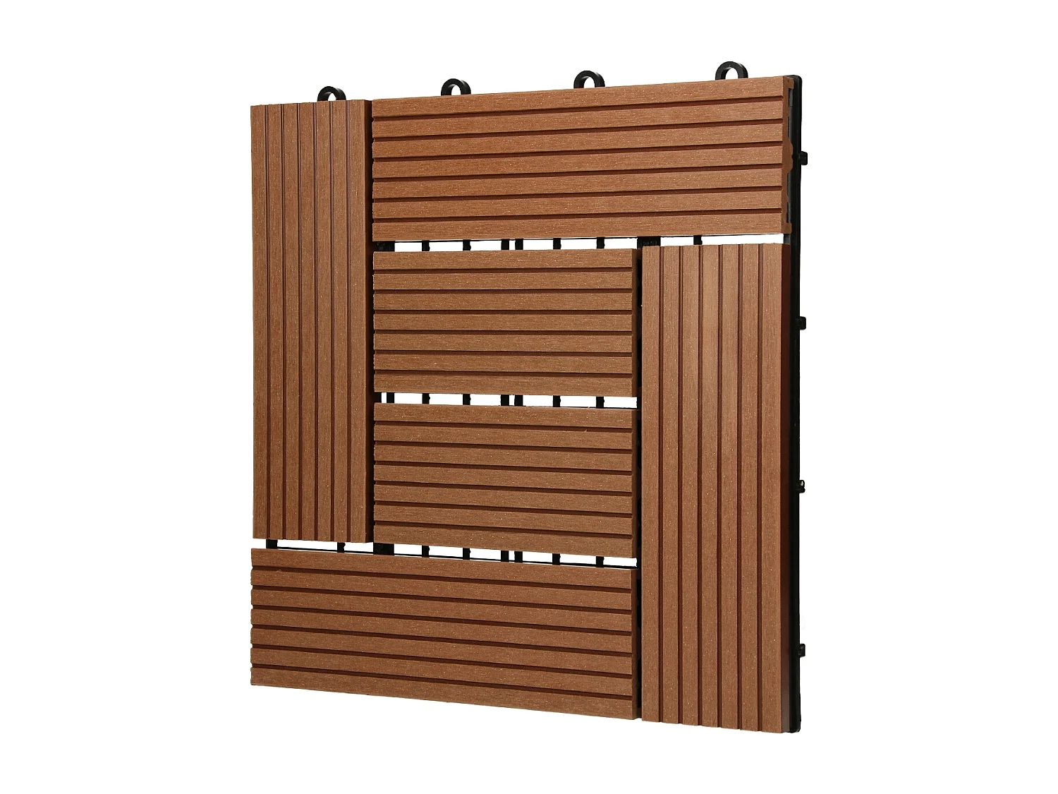 4m² Baldosas WPC 44 azulejos 30x30 cm con sistema de clic, mosaico marrón claro